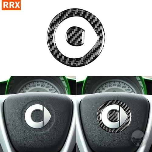 For Benz Smart Fortwo 451 Coupe Cabrio Pure Pulse Passion 2011 2012 2013 2014 2015 Carbon Fiber Steering Wheel Logo Car Stickers