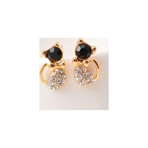 European and American fashion jewelry 2015 new female Fangzuan kitty cute bow earrings Free shipping