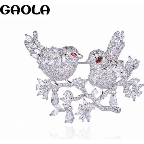 GAOLA Fashion Cute Animal Mandarin Duck Brooches Dress Suit Lapel Badge Pins Decorations Jewelry GLX0286