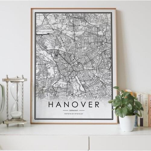 HANOVER city map Nordic Living Room Decoration Canvas Poster Modern Home Decor Art Print Painting