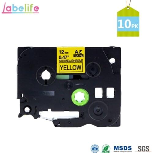 Labelife 10Pcs 12mm TZe-S631 Extra Strength Tape Black on Yellow Compatible Brother P-touch Strong Adhesive Tape TZeS631 TZ-S631