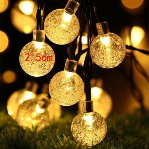 Solar Lamp 2.5CM 20/50Led Big Crystal Ball Waterproof Warm White Fairy Light Garden Decoration Outdoor Solar Garden Lamps