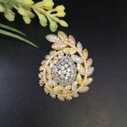 Lanyika Fashion Jewelry Exquisite Panicle Brooch Pendant Dual Use for Wedding Party Micro Pave Popular Gift