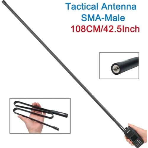 108CM ABBREE SMA-M Male Dual Band 144/430Mhz Foldable CS Tactical Antenna for Walkie Talkie Wouxun TYT MD-380 Radio