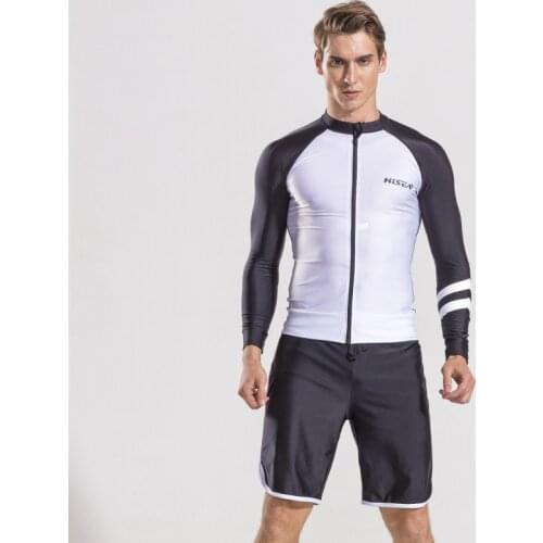 New Arrival Sun Protection Lycra Surf Diving Tops Zipper Swimming Snorkeling Tees Man Long Sleeve Swimwear Rash Guard T-Shirts