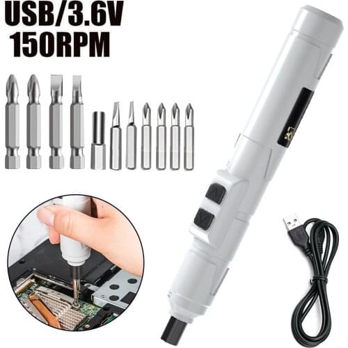 Mini Electric Screwdriver Bit Set Portable 3.6V USB Rechargeable Screw Driver Cordless Power Tools Accessories Repair Set