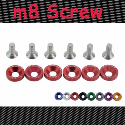 6pcs/set Decorative Motorbike Universal Headlights Bumper Washer Screw Set DIY Car Modification License Plate Gaskets Mini M8