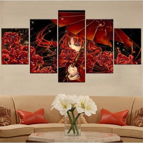 Wall Art Canvas Kagura Girl Posters Home 5 Piece Modern Wall Art Decor Pictures Prints Living Room Decoration Paintings