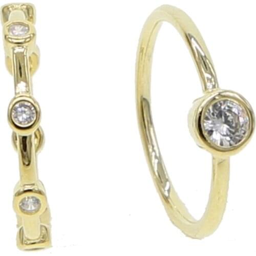 Real Wedding Bezel Setting Copper Jewelry 2pcs/set Aaa Anti Rings Stackable Midi Set For Women New Wholesale