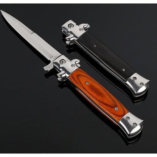 Newest high quality Free ship Folding blade knife High hardness blade wood handle camping knife outdoor stainless steel knives