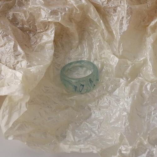 2021 New Korea Candy Colors Exaggerated Design Resin Acrylic Transparent Big Ring for Women Girls Niche Jewelry Party Gifts