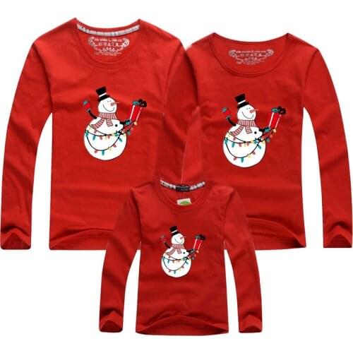 Family Matching Clothing Christmas Snowman Long sleeve Shirts Xmas Adult Kids Party Clothes Cartoon Mom and Me Family Clothing