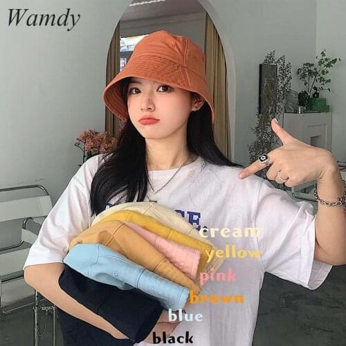 Fashion Solid Color Bucket Hat Spring Summer Fisherman Hat Outdoor Women Panama Cap Lady Girls Beach Sun Caps New Arrival