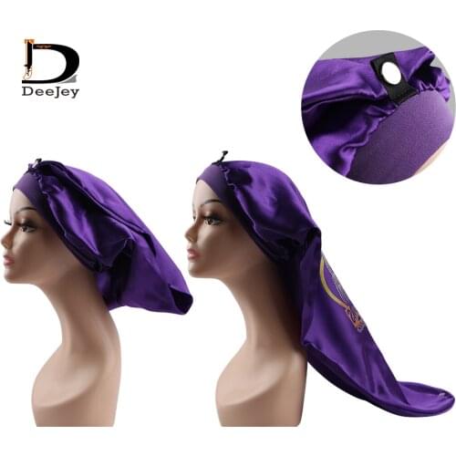 Custom Logo Shop name virign hair extension wigs Long bonnet With Metal Button adjustable size