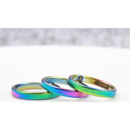 Rainbow Color Grade AAA Quality 4mm Width flat Hematite Rings( 50 Pieces mixed sizes) HR1012-1