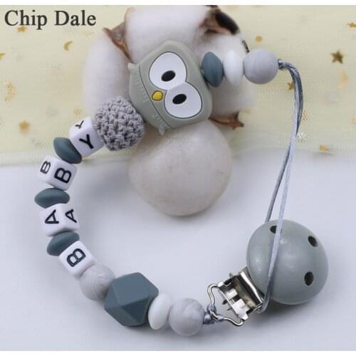 Chip Dale Personalized Name Pacifier Clips Holder Chain Handmade Silicone Pacifier Chains Baby Teether Teething Chain Baby Gift