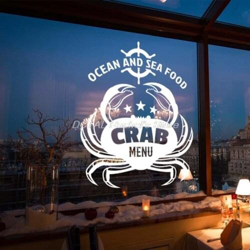 Seafood Restaurant Decor Crab Vinyl Wall Decal Kitchen Dining Room Sticker Bar Drink Art Sticker