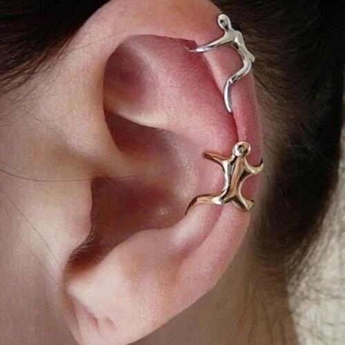 UK Hot Silver Color Gold Earrings Ear clip Climbing Man Naked Climber Ear Cuff Helix Ear clip Cartilage Earrings