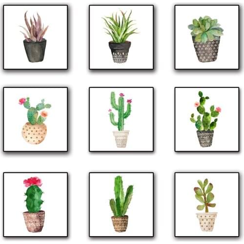 Nordic Chloroplastida Cactus Painting Hipster Pastoral Restaurant Bedroom Living Room Childrens Painting Cuadros decoracion