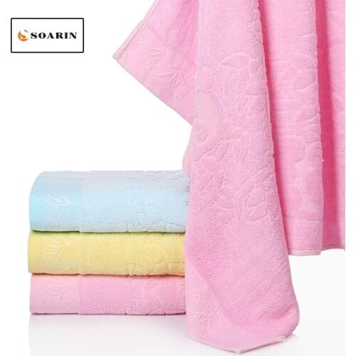 SOARIN Solid Bamboo Fiber Bath Towel Toalhas De Banho Adulto Dusch Handtuch Cartoon Quick Dry Towel Absorvente Playa Handdoek