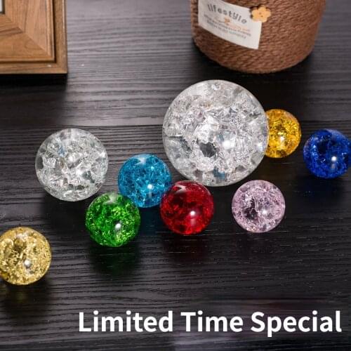 Glass Crystal Ball 30-40mm Fountain Bonsai Water Feature Decorative Ball Ornaments Accessories Rockery Ornaments Ice Crack Ball