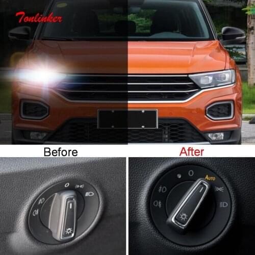 Tonlinker Interior Car Headlight Auto-sensing Replacement Switch for Volkswagen T-ROC 2018-19 Car styling 1 PCS ABS Cover Plug