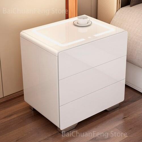 Bedroom Intelligent Bedside Table Multi-functional Nightstands Furniture Simple Modern Bluetooth Lock Wireless Charging Locker