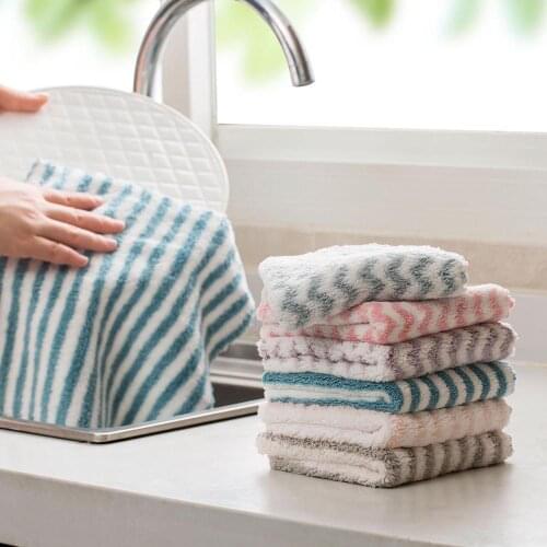 1Pc Micro Fiber Thicken Kitchen Towel Washing Plate Dish Towel Cloth Reusable Rag Absorbent Home Cleaning Cloth Soft Dishcloth