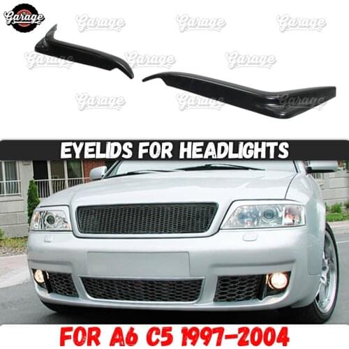 Eyelids for headlights case for Audi A6 C5 1997-2004 ABS plastic pads cilia eyebrows covers trim accessories car styling tuning