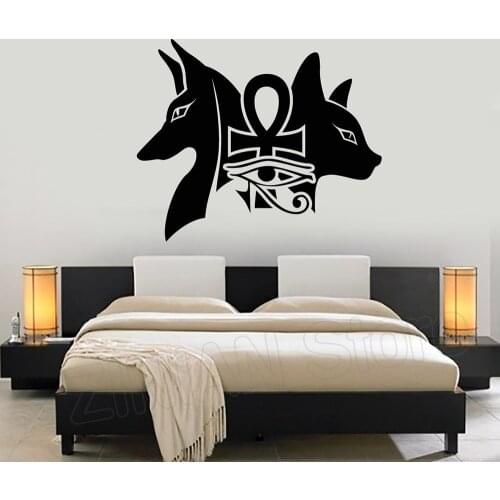 Ancient Egyptian Gods Anubis Bastet Eye Of Horus Vinyl Wall Stickers Home Decor Living Room Bedroom Art Decal Mural D035