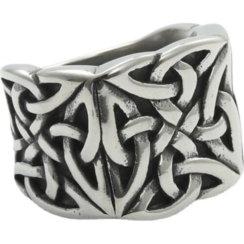 Vintage Nordic Stainless Steel Celtics Knot Ring Men Punk Viking Ring Odin Totem Rune Ring Jewelry