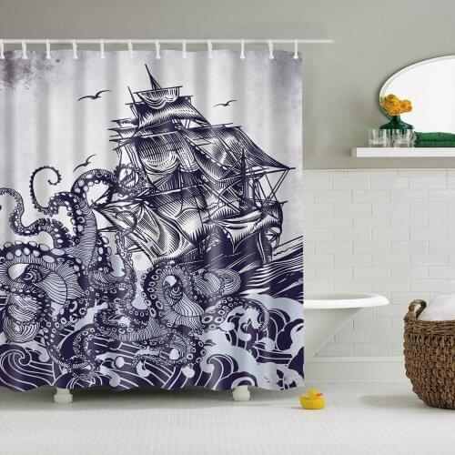 Dafield Shower Curtain Octopus Polyester Fabric Custom Red Oil Painting Bathroom Decor With Hooks