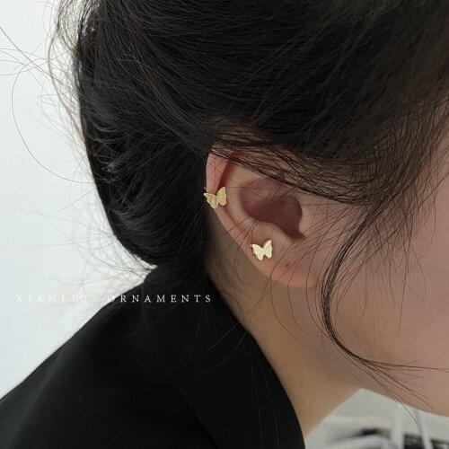 Gold Color Butterfly Stud Earring For Women Simplicity Generous Elegant Temperament Minimalist Fashion Career Girls Jewelry Gift