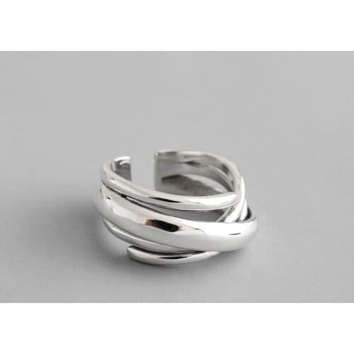 REETI Exaggerated Personality 925 Sterling Silver Geometric Irregular Rings for Women Bohemian Retro Adjustable Antique Ring