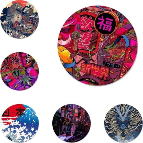 Japanese cartoon pub wave Anime Dragon Icons Pins Badge Decoration Brooches Metal Badges For Clothes Backpack Decoration 58mm