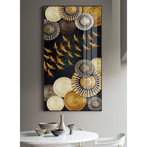 Golden Cage Golden Deer And the Brids Modern Abstract porch Living Room Decorative Pictures flying birds and Golden Geeges