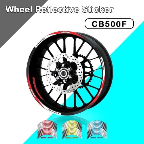 Motorcycle 12 Strips Sticker Decals Reflective Waterproof Wheel Decals For HONDA CBR500R CB500F CB500X CB 500F 2013-2018
