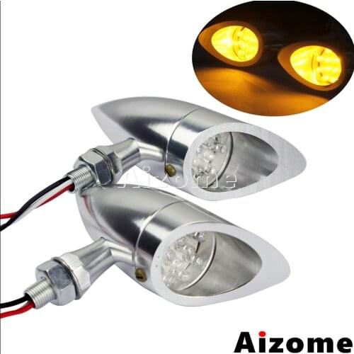 12V Chrome Motorcycle LED Bullet Turn Signals Light Aluminum Signal Indicator Lamp Blinker For Harley Cafe Racer Bobber Chopper