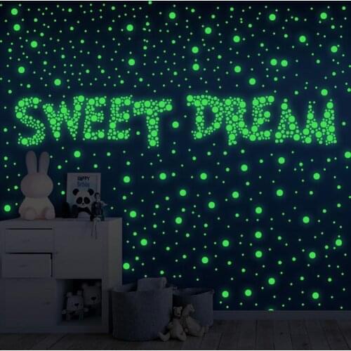 2 Sheets Luminous Sticker Eco-friendly Waterproof PET Glow in The Dark Wall Stickers 3D Bubble Luminous Stars Dots Wall Posters