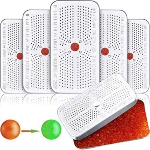 2pcs Reusable 40 Gram Silica Gel Dehumidifier Desiccant Canister Orange Green Bead Tin for Car Closet Cabinet Bag Storage Box