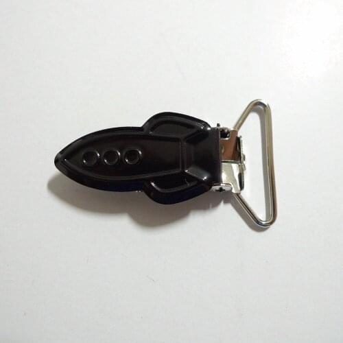 25pcs 1'' 25mm #01 BLACK COLOR Enamel Rockets Suspender Clips