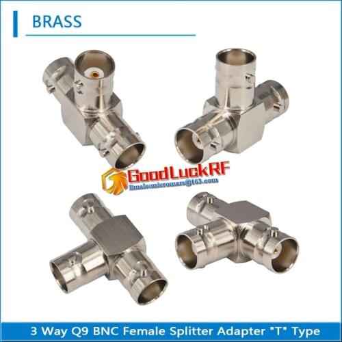 1X Pcs BNC 3 Way Splitter Socket Type T BNC Female To 2 Dual BNC Female Nickel RF Video Coaxial Connector for CCTV Camera