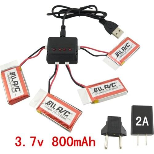 4PCS 3.7V 800mah lithium battery and 4-in-1 charger SYMA X5C X5C-1 X5S X5SC X5SW SS40 FQ36 T32 T5W H42 four-axis aircraft