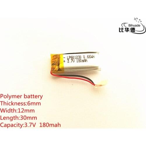 5pcs/lot 3.7V 180mAh 601230 Lithium Polymer Li-Po li ion Rechargeable Battery cells For Mp3 MP4 MP5 GPS PSP mobile bluetooth