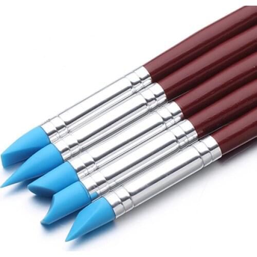 5Pcs Silicone Nail Art Sculpture Pen Emboss Carving Multifunction DIY Manicure Decor Tool Set Tool for Professional Salon Use