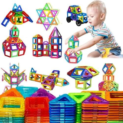 50-300Pcs Designer Magnetic Blocks Big Size DIY Magnet Toys Pulling Magnetic Building Blocks Assembled Toys For Children Gifts