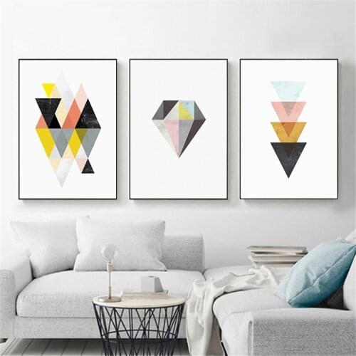 Abstract Line Marble Texture Canvas Painting Geometric Triangle Hexagon Posters Wall Art Pictures Mural For Living Room Bedroom