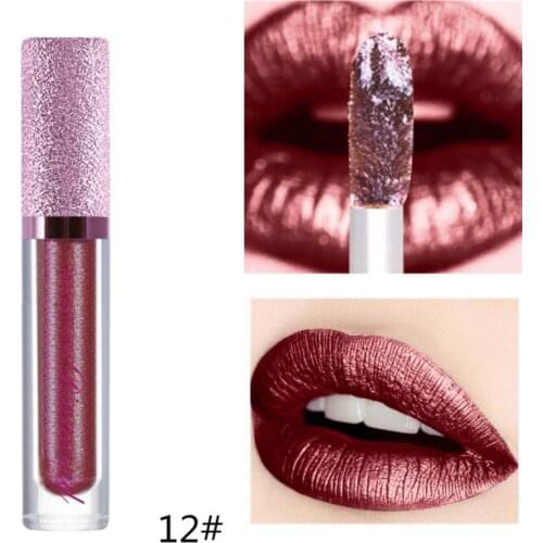 Metallic Lip Gloss Glitter Glossy Makeup Liquid Lipstick Waterproof Long Lasting Sexy Lip Glazed Shimmer Lip Tint Makeup TSLM1