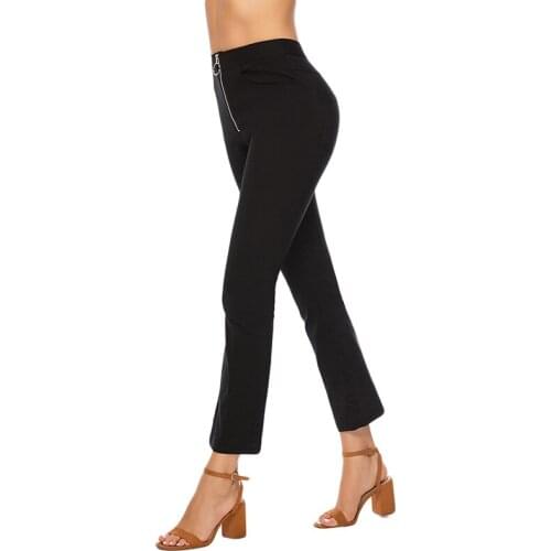 Womens Pants Flare Pant Black And Gray High Waist Pants Fashion Spring Autumn Elastic Trousers Soft High Street Pants Feminina