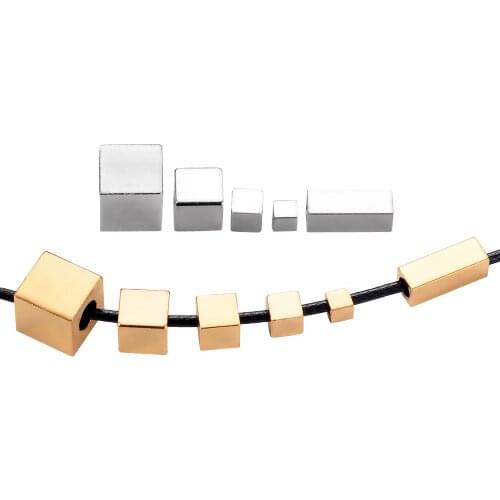 20Pcs/lot Stainless Steel 3 4 5 6 8mm Square Shape Spacer Beads For Jewelry Making Bead DIY Charm Bracelet Necklace